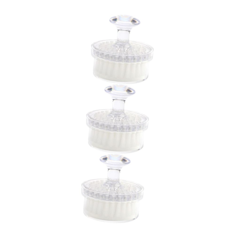 Beaupretty 3pcs Multi Function Handheld Facial Brush for Deep Pore Cleansing Exfoliating Massaging Lightweight Portable Face Scrubber for Home and Travel White Crystal with Transparent Cover