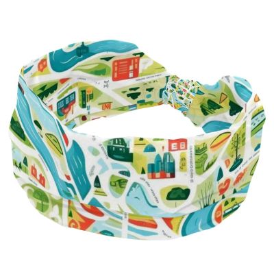 1 Pack Colorful Art Map Patterns-105 Elastic Soft Fabric Non-Slip Women's Fashion Headbands - Soft, Wide, and Stylish for All Occasions
