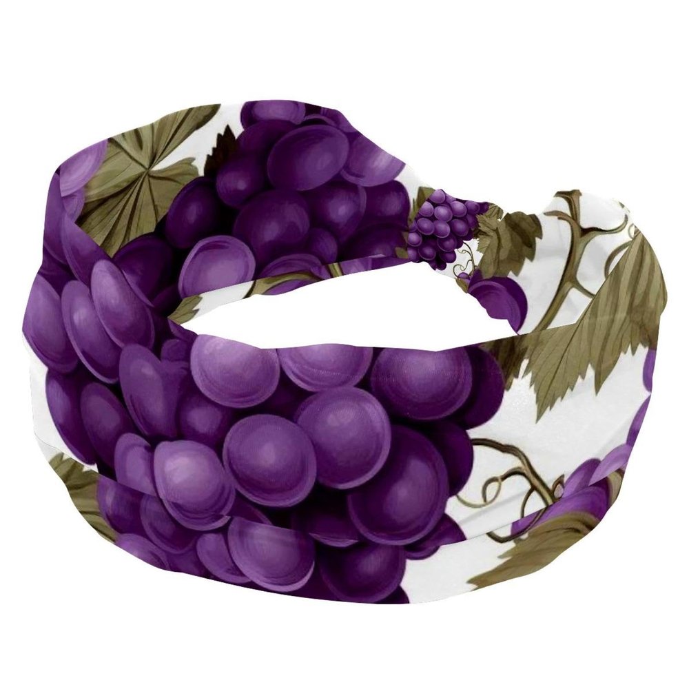 1 Pack Headbands for Women Non Slip Elastic Sports Hair Bands for Women, Soft Cloth Headband for Workout Yoga Fashion Hair Accessories,Grape Art-1859