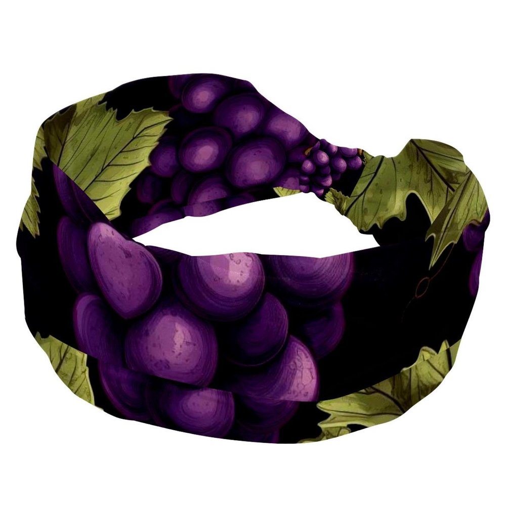 1 Pack Grapes and Green Leaves-1854 Elastic Soft Fabric Non-Slip Women's Fashion Headbands - Soft, Wide, and Stylish for All Occasions