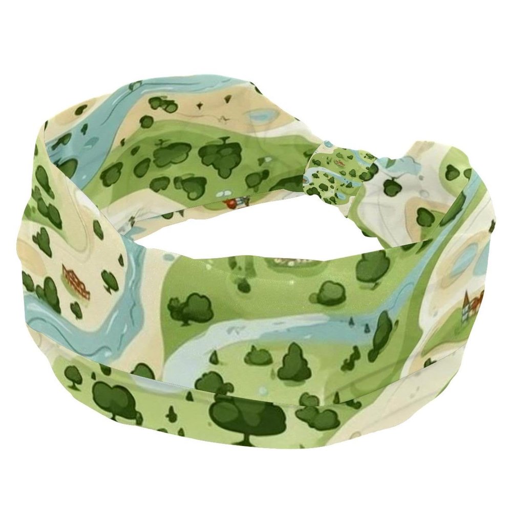 1 Pack Colorful Art Map Patterns-3 Elastic Soft Fabric Non-Slip Women's Fashion Headbands - Soft, Wide, and Stylish for All Occasions