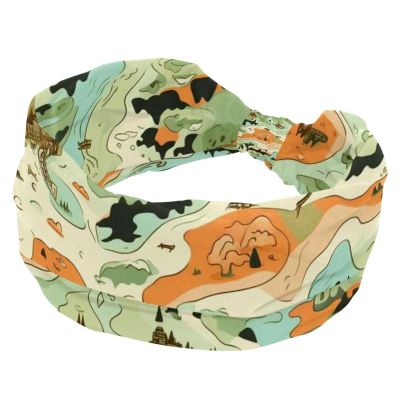 1 Pack Headbands for Women Non Slip Elastic Sports Hair Bands for Women, Soft Cloth Headband for Workout Yoga Fashion Hair Accessories,Colorful Art Map Patterns-44