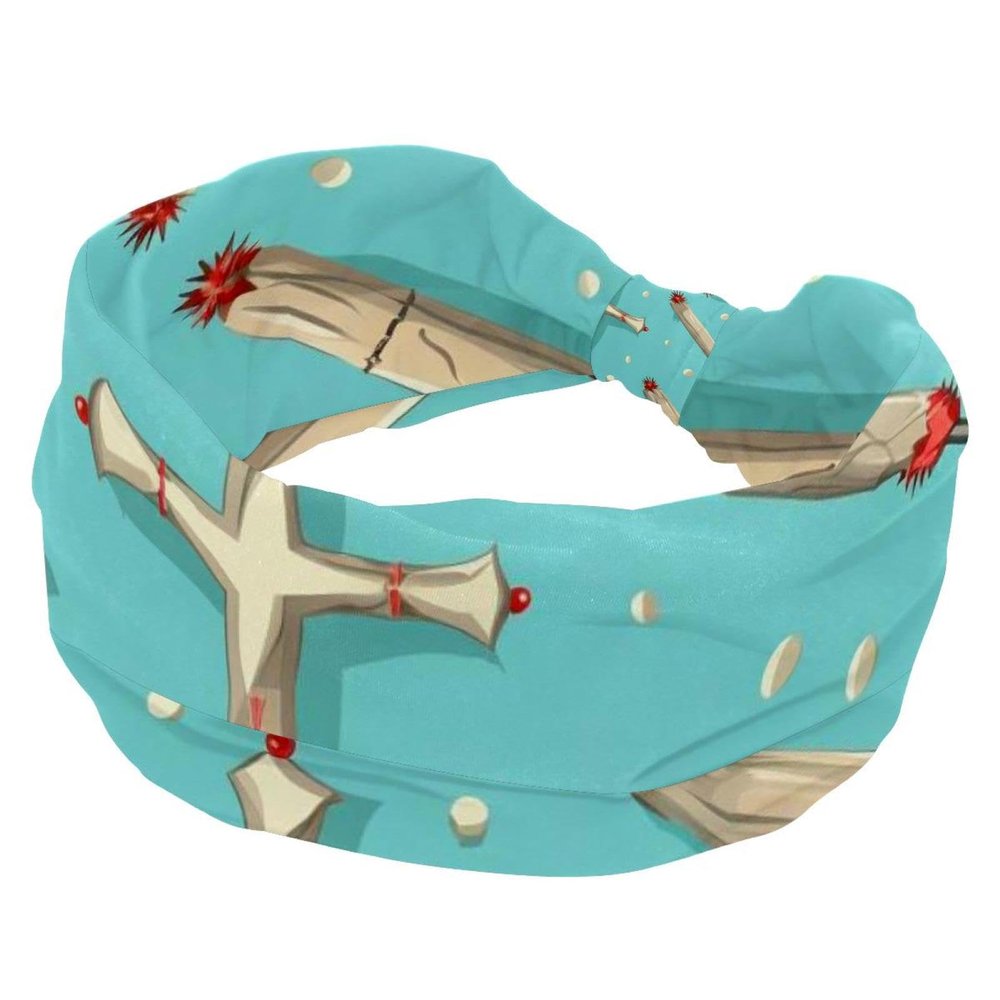 1 Pack Wide Headbands For Women Elastic Headband Easter Cross Art-721 Head Bands Women's Hair Band Turban Workout Soft Sweat Hairband Accessories