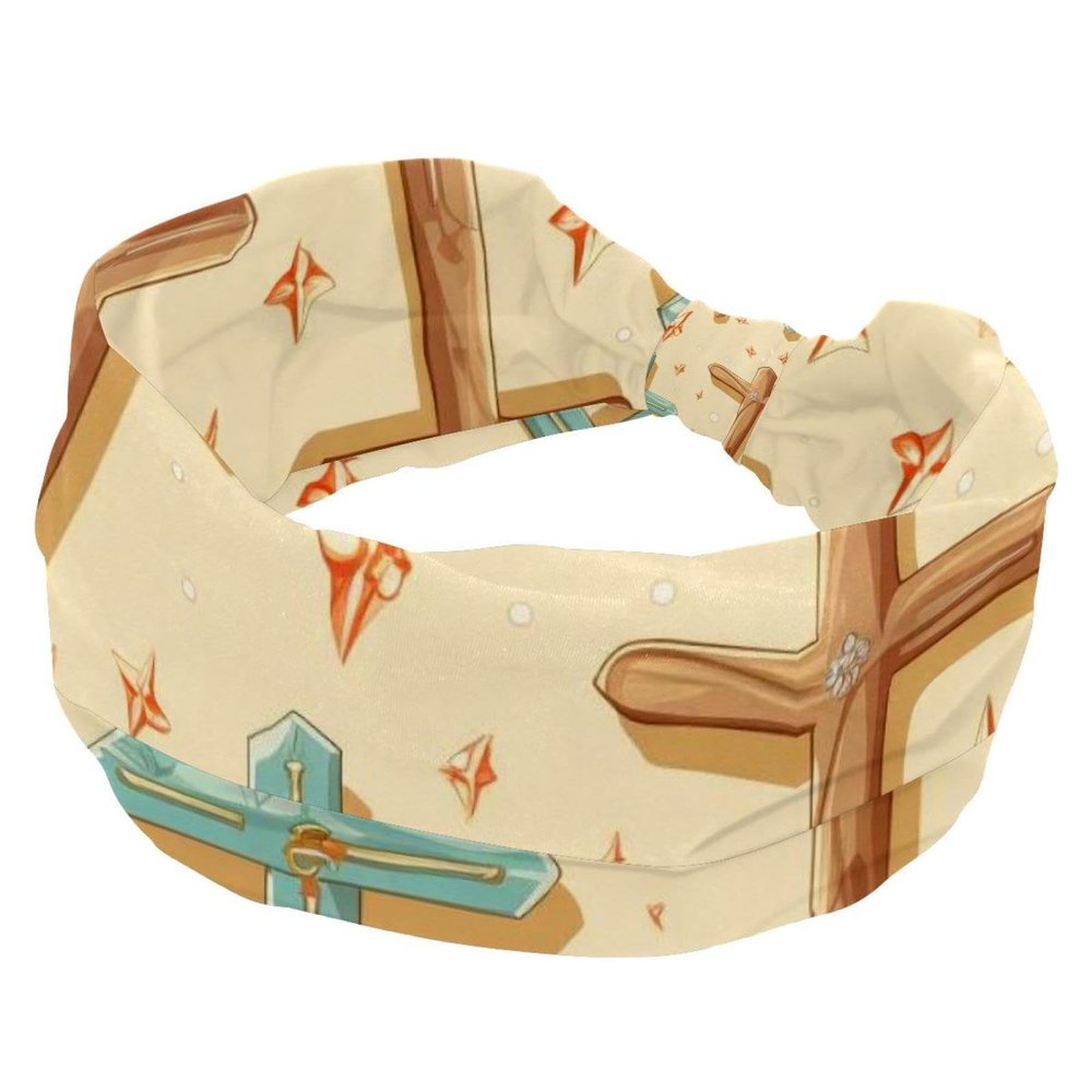 1 Pack Easter Art Cross-930 Elastic Soft Fabric Non-Slip Women's Fashion Headbands - Soft, Wide, and Stylish for All Occasions