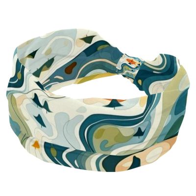 1 Pack Headbands for Women Non Slip Elastic Sports Hair Bands for Women, Soft Cloth Headband for Workout Yoga Fashion Hair Accessories,Colorful Art Map Patterns-2