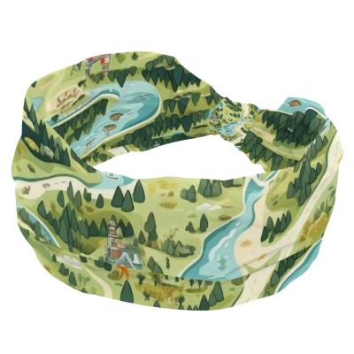 1 Pack Headbands for Women Non Slip Elastic Sports Hair Bands for Women, Soft Cloth Headband for Workout Yoga Fashion Hair Accessories,Colorful Art Map Patterns-101