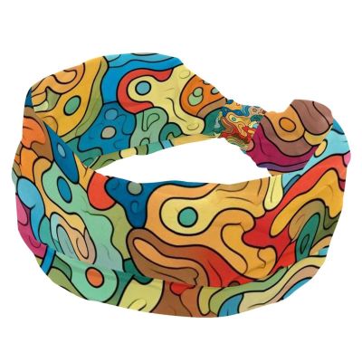 1 Pack Colorful Art Map Patterns-48 Elastic Soft Fabric Non-Slip Women's Fashion Headbands - Soft, Wide, and Stylish for All Occasions