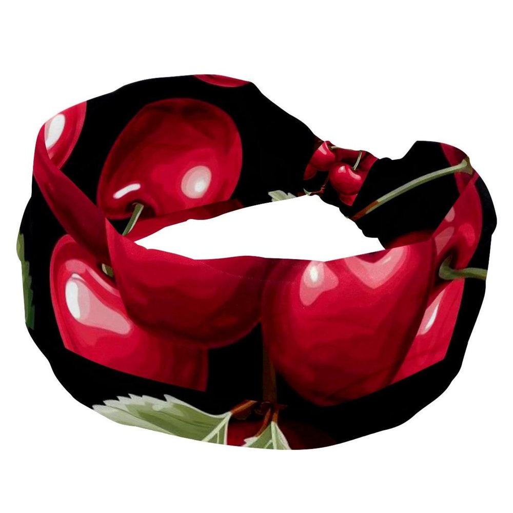 1 Pack Wide Headbands For Women Elastic Headband Cartoon Cherry-1492 Head Bands Women's Hair Band Turban Workout Soft Sweat Hairband Accessories