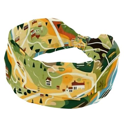 1 Pack Headbands for Women Non Slip Elastic Sports Hair Bands for Women, Soft Cloth Headband for Workout Yoga Fashion Hair Accessories,Colorful Art Map Patterns-107
