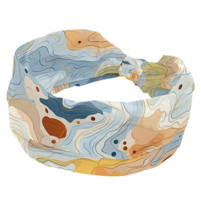 1 Pack Headbands for Women Non Slip Elastic Sports Hair Bands for Women, Soft Cloth Headband for Workout Yoga Fashion Hair Accessories,Colorful Art Map Patterns-86