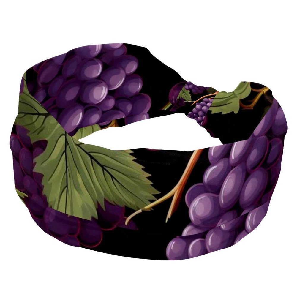 1 Pack Grape Art-1863 Elastic Soft Fabric Non-Slip Women's Fashion Headbands - Soft, Wide, and Stylish for All Occasions