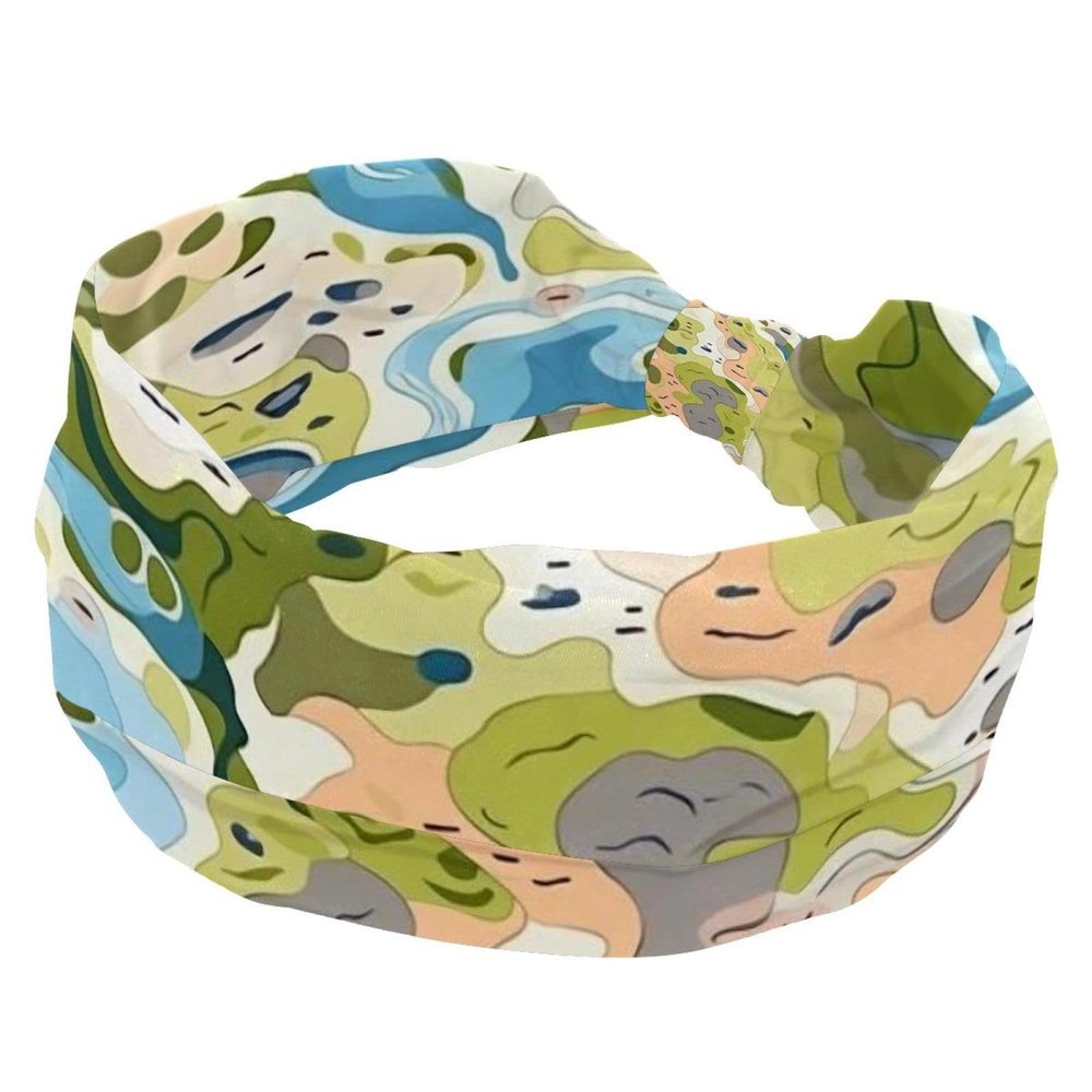 1 Pack Colorful Art Map Patterns-75 Elastic Soft Fabric Non-Slip Women's Fashion Headbands - Soft, Wide, and Stylish for All Occasions