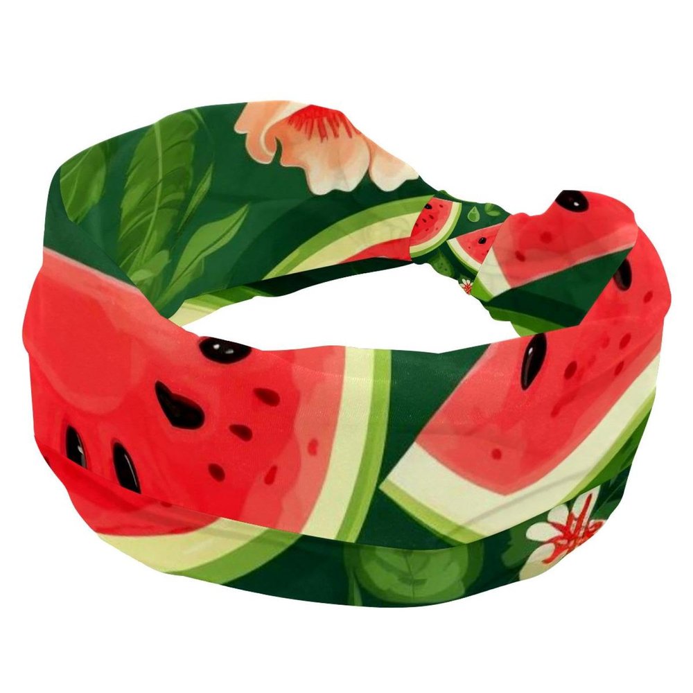 1 Pack Headbands for Women Non Slip Elastic Sports Hair Bands for Women, Soft Cloth Headband for Workout Yoga Fashion Hair Accessories,Cartoon Watermelon-2021