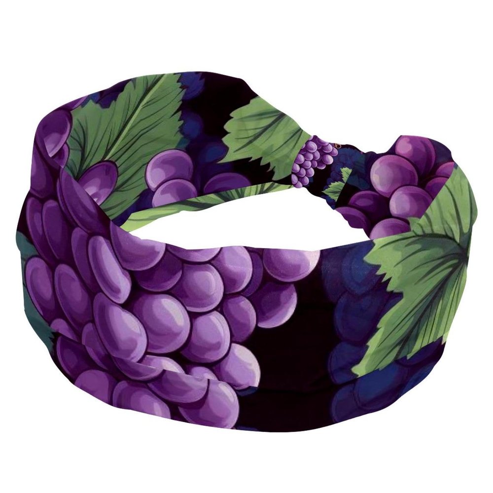 1 Pack Headbands for Women Non Slip Elastic Sports Hair Bands for Women, Soft Cloth Headband for Workout Yoga Fashion Hair Accessories,Grape Art-1862