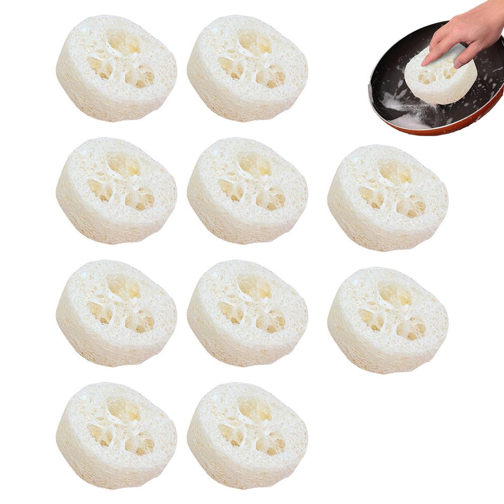 Natural Loofah Luffa Slices Plant Fibre Scrub Slices, Loofah Pads | Gourd-Derived Circles for Spa and Dish, Zero-Waste Bathroom and Kitchen Tool, Eco-Friendly Clean O