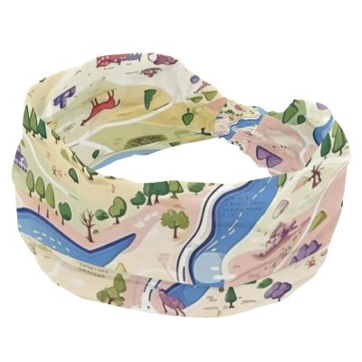 1 Pack Colorful Art Map Patterns-18 Elastic Soft Fabric Non-Slip Women's Fashion Headbands - Soft, Wide, and Stylish for All Occasions