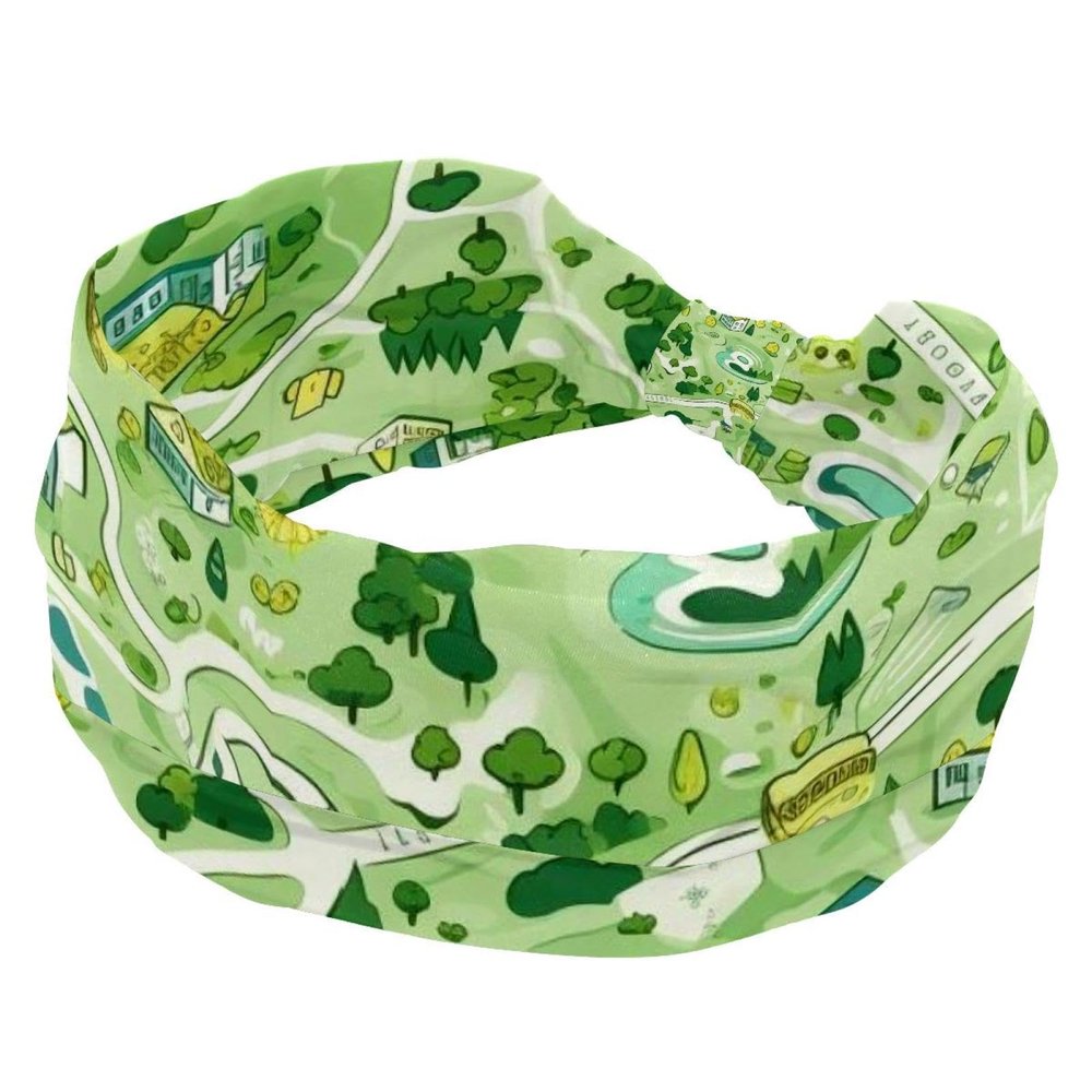 1 Pack Colorful Art Map Patterns-87 Elastic Soft Fabric Non-Slip Women's Fashion Headbands - Soft, Wide, and Stylish for All Occasions