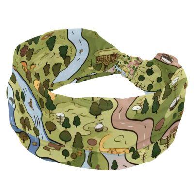 1 Pack Headbands for Women Non Slip Elastic Sports Hair Bands for Women, Soft Cloth Headband for Workout Yoga Fashion Hair Accessories,Colorful Art Map Patterns-5