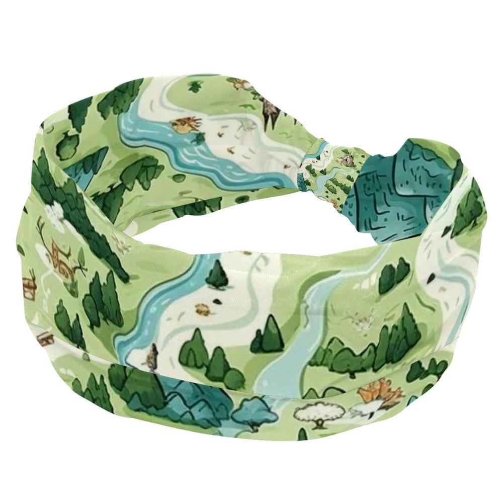1 Pack Wide Headbands For Women Elastic Headband Colorful Art Map Patterns-79 Head Bands Women's Hair Band Turban Workout Soft Sweat Hairband Accessories