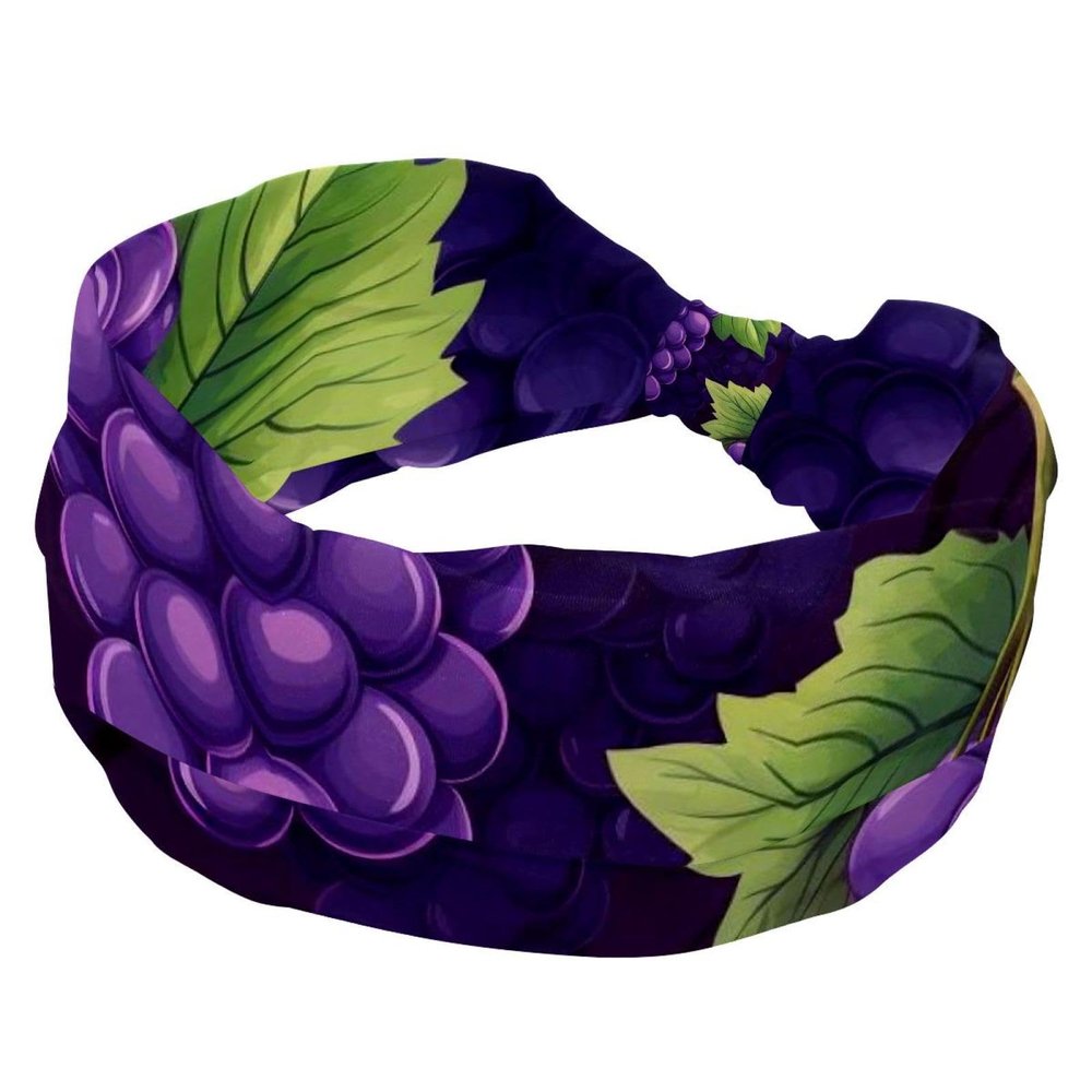 1 Pack Headbands for Women Non Slip Elastic Sports Hair Bands for Women, Soft Cloth Headband for Workout Yoga Fashion Hair Accessories,Grape Art-1868