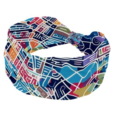 1 Pack Wide Headbands For Women Elastic Headband Colorful Art Map Patterns-85 Head Bands Women's Hair Band Turban Workout Soft Sweat Hairband Accessories