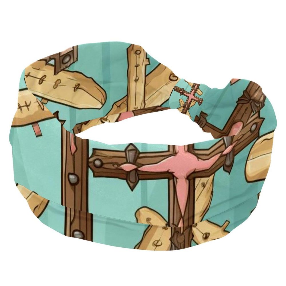 1 Pack Easter Cross Art-720 Elastic Soft Fabric Non-Slip Women's Fashion Headbands - Soft, Wide, and Stylish for All Occasions