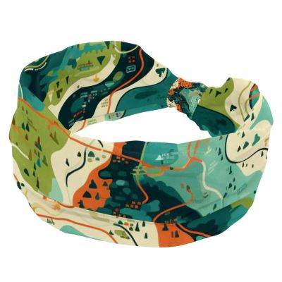 1 Pack Colorful Art Map Patterns-66 Elastic Soft Fabric Non-Slip Women's Fashion Headbands - Soft, Wide, and Stylish for All Occasions