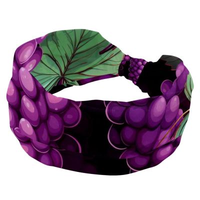 1 Pack Headbands for Women Non Slip Elastic Sports Hair Bands for Women, Soft Cloth Headband for Workout Yoga Fashion Hair Accessories,Grapes and Green Leaves-1853