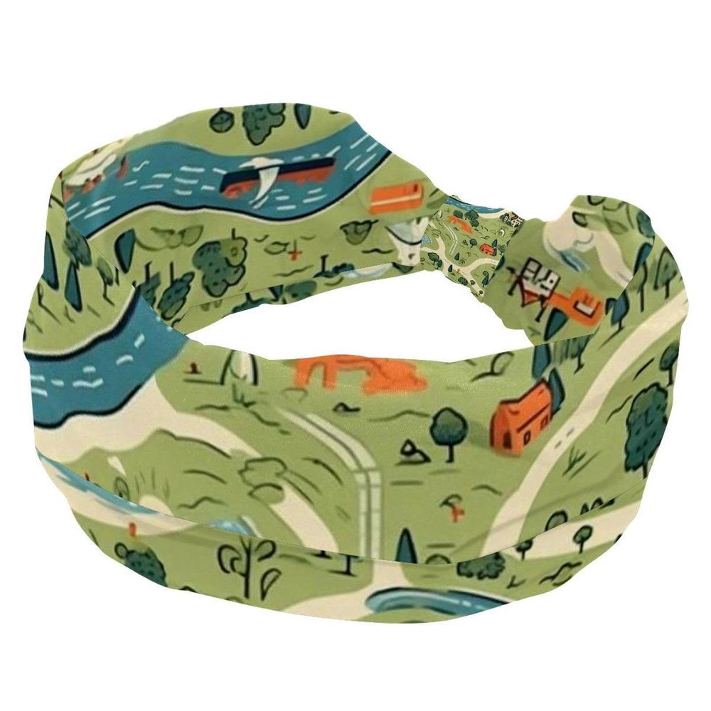 1 Pack Wide Headbands For Women Elastic Headband Colorful Art Map Patterns-13 Head Bands Women's Hair Band Turban Workout Soft Sweat Hairband Accessories