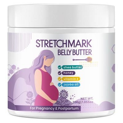 Stretch Mark Belly Butter-Packed with Vitamin E, Coconut Oil, and Sunflower Seed Oil to Protect, Soothe, and Rejuvenate Skin - Safe for Pregnancy and Nursing-Repair Stretch Marks and Scars.7.055oz