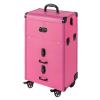 BuufuS Rolling Makeup Train Case, 2 Drawer Cosmetic Organizer Trolley Cosmetology Vanity Storage Case with Retractable Tray for Makeup Artist Hairdresser Beautician Storing Tools (Rose) view 1
