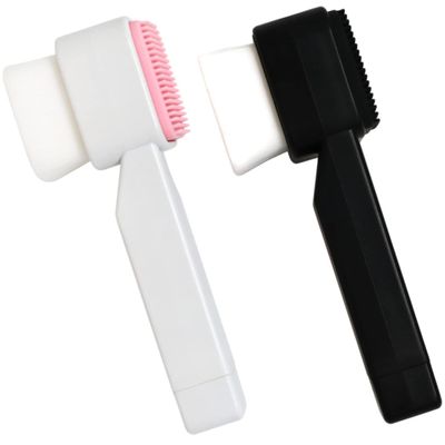 Beaupretty 2Pcs Manual Facial Cleaning Brush Double Sided Soft Silicone Bristles Exfoliating and Massaging Face Wash Brush for Gentle Makeup Removal and Deep Cleansing Portable Lightweight in