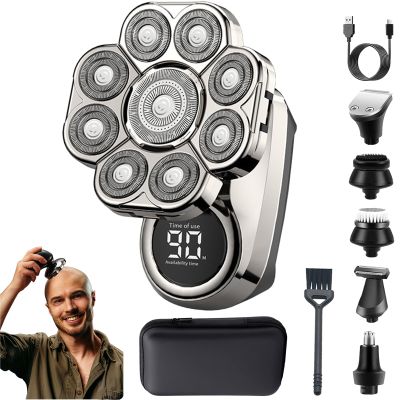 9.0 Shaver, IPX7 Wet & Dry Shaving 9.0 Ultra Shaver, 6-in-1 Detachable Rechargeable Electric Razor for Men with LED Display USB-C Fast Charge (9-Head (9370))