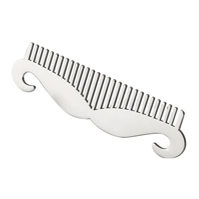 FRCOLOR Stainless Steel Beard Comb with Rounded Tips Multi Functional Hair Styling Tool and Bottle Opener for Men Grooming Accessory Travel and Daily Use