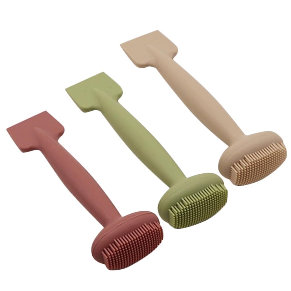 Beaupretty 3Pcs Dual Ended Silicone Face Mask Applicators for Women Soft Mud Mask Spatula Spreader Comfortable Grip Beauty Tool in Matcha Milk Tea Leather Colors