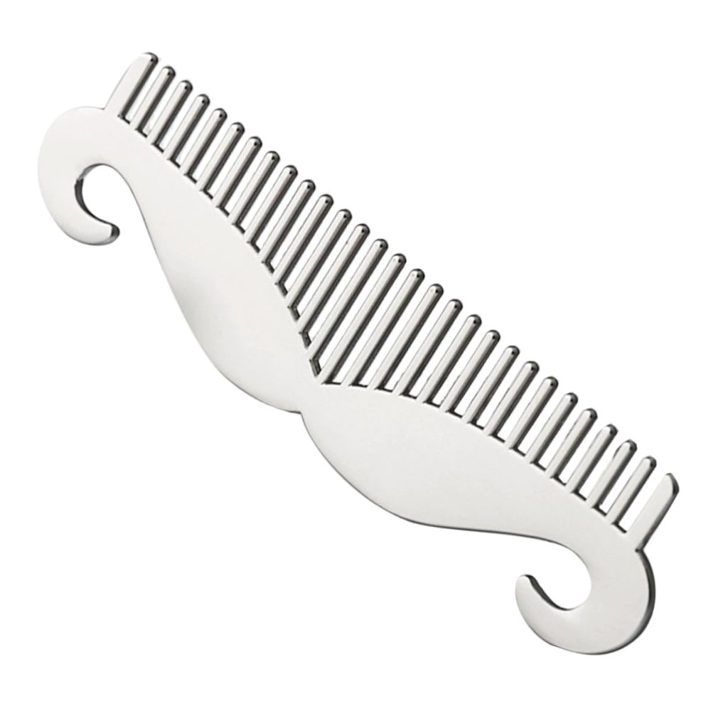Beaupretty Stainless Steel Beard Comb and Hair Styling Tool with Rounded Tips Multipurpose Grooming Comb for Men Including Bottle Opener Scratch Design for Mustache and Hair Care