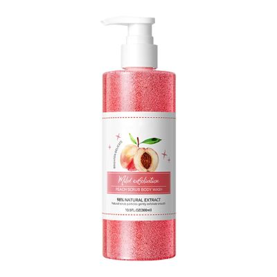 Aislor 300ml Peach Body Wash Scrub Exfoliating Cleanser for Soft Smooth Skin Hydrating Nourishing Body Care for Women Men Daily Shower Gel