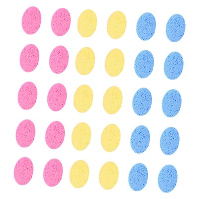 Baluue 30Pcs Round Facial Makeup Removal Sponges Skin Cleansing and Exfoliating Pads with Cellulose Material Hydrating Gentle Face Cleansing for Women and Men Multi Color