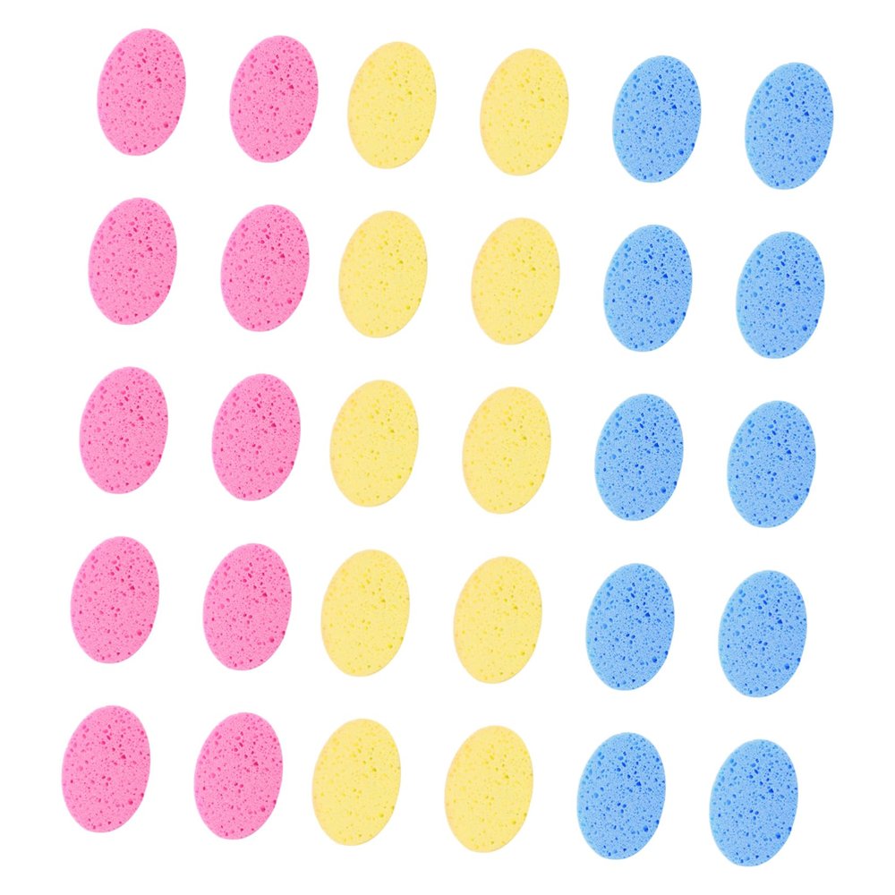 Baluue 30Pcs Round Facial Makeup Removal Sponges Skin Cleansing and Exfoliating Pads with Cellulose Material Hydrating Gentle Face Cleansing for Women and Men Multi Color