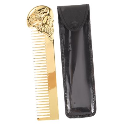 NOLITOY Double Sided Skull Hair Brush and Beard Comb for Men Stylish Grooming Tool with Gold Finish Portable for Hair Styling and Beard Shaping Men
