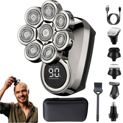 9.0 Shaver, IPX7 Wet & Dry Shaving 9.0 Ultra Shaver, 6-in-1 Detachable Rechargeable Electric Razor for Men with LED Display USB-C Fast Charge (8-Head (8370))