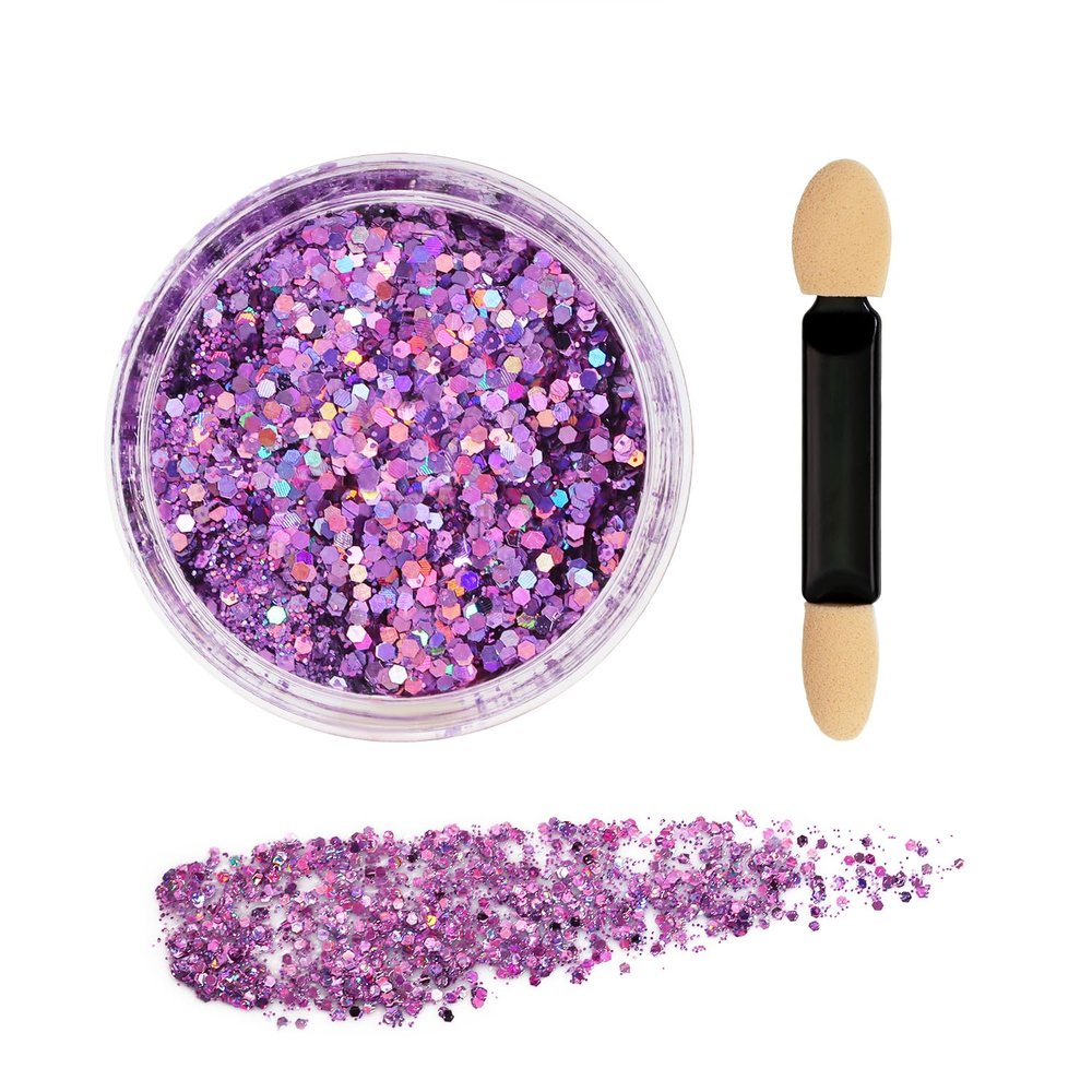PPhtony Face Body Glitter Gel Festival Makeup Hair Glitter for Women Girls Rave Halloween Carnival Concert Party Decoration (Light Purple)