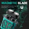 VGR 344 Mini Electric Shaver - USB Rechargeable Dual-Ring Rotary Razor, Portable IPX6 Wet/Dry Waterproof Face Shavers for Men, 8000 RPM Travel Electric Razor with Magnetic Cutter, Green view 2