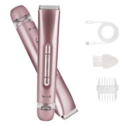 Bikini Trimmer for Women,Electric Dual Head Shaver, IPX7 Waterproof, Compact Travel Design Bikini Shaver for Public Hair, Facial and Body(Pink)