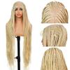 SUPERNOVA Blonde Full Lace Boho Braided Wig 613# Colored Synthetic Hair Box Braids Wig With Baby Hair Special Top Design Transparent Lace Long Highlight Knotless Braided Wigs For Black Women 36 Inch view 1