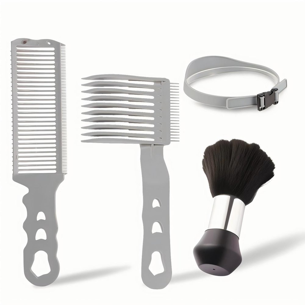 4PCS Blend Friend Fade Comb Set,Barber Fade Comb, Self Haircut Kit for Men, Haircut Gradient Hair Comb Compatible withall Hair Clippers Barber Accessories,for Home,Salon(Gray)