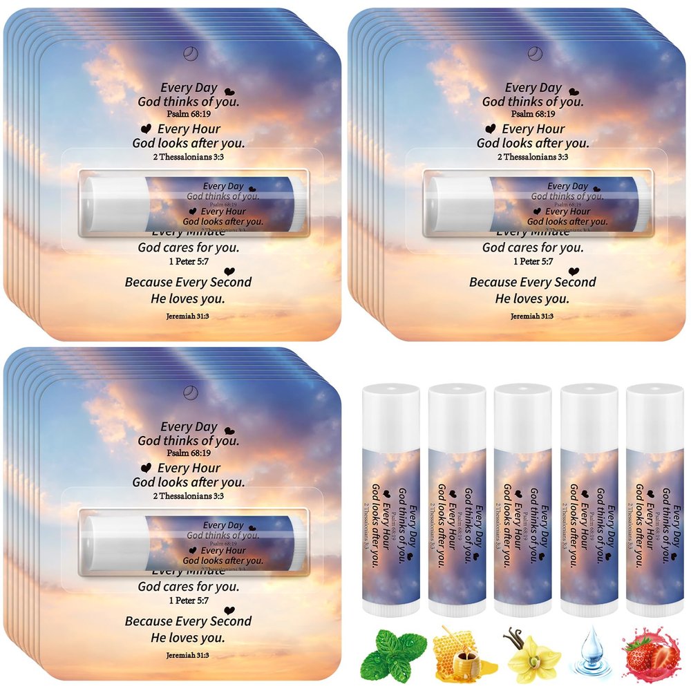 25 Pack Christmas Christian Gifts Bulk for Women Men Religious Lip Balms Bulk Church Party Favors Christmas Party Gifts Stocking Stuffers Bible Verse Study Supplies for Employee Staff Coworkers
