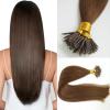 Fenicy Nano Ring Tip Real Human Hair Extensions Medium Brown 18 inch Invisible Micro Nano Beads Link Remy Hair Walnut Brown 50 Strands 50g view 1