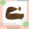 Fenicy Nano Ring Tip Real Human Hair Extensions Medium Brown 18 inch Invisible Micro Nano Beads Link Remy Hair Walnut Brown 50 Strands 50g view 3