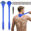 Back& Body Shaver for Men,Back Hair Trimmer for Men with Long Bendable Ergonomic Silicone Handle,10 of The Wet or Dry Disposable Razor Blades,Bath Brush Included(Blue) view 1
